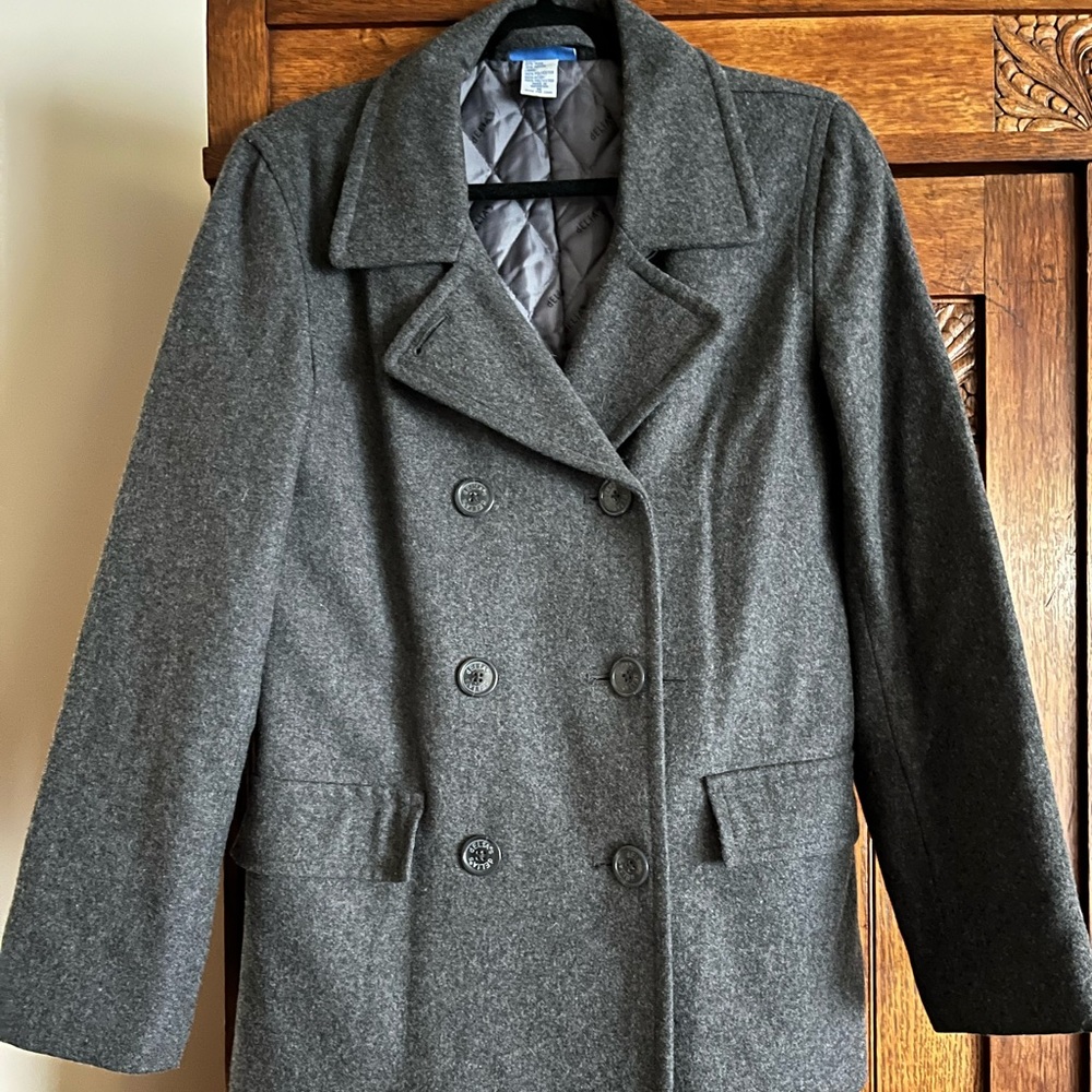 Delia’s 90’s Vintage Peacoat Wool-blend Gray Doubled Breasted Coat Sz M